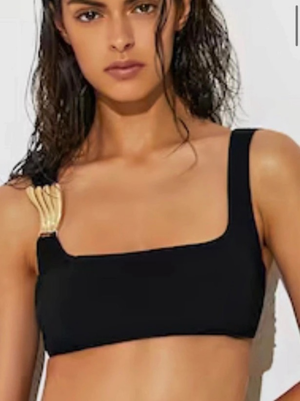 Reiss Alba Hardware-Detail Square-Neck Bikini Top Black Sz 4 nwt swimwear